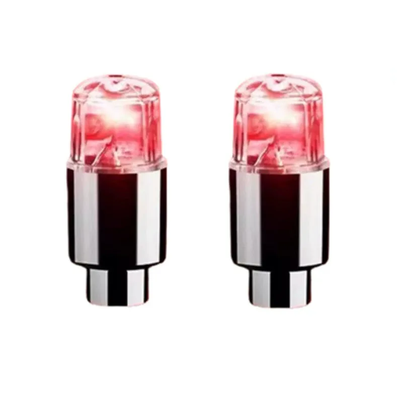 Colourful LED bicycle valve cap lights with battery packs and adapters for wheel valve stems
