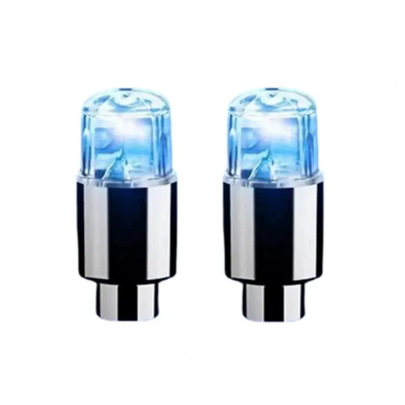 Colourful LED bicycle valve cap lights with battery packs and adapters for wheel valve stems