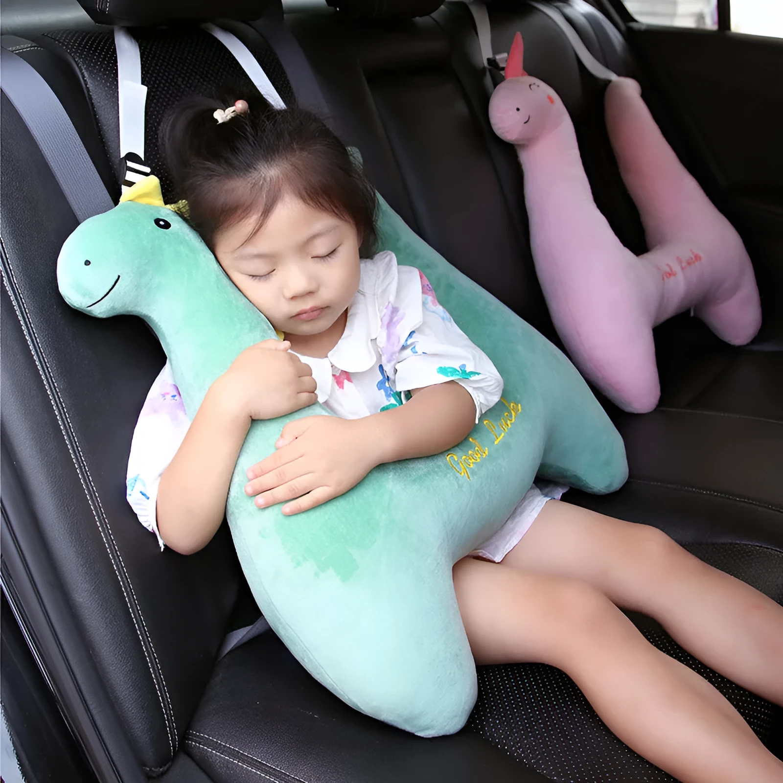 Dinosaur pattern car headrest pillow for children sleeping in rear passenger seats