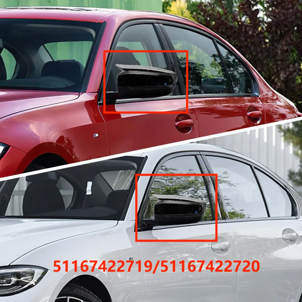 Bright black ABS rear view mirror shell set for BMW 3 Series G20 G28 G30 models