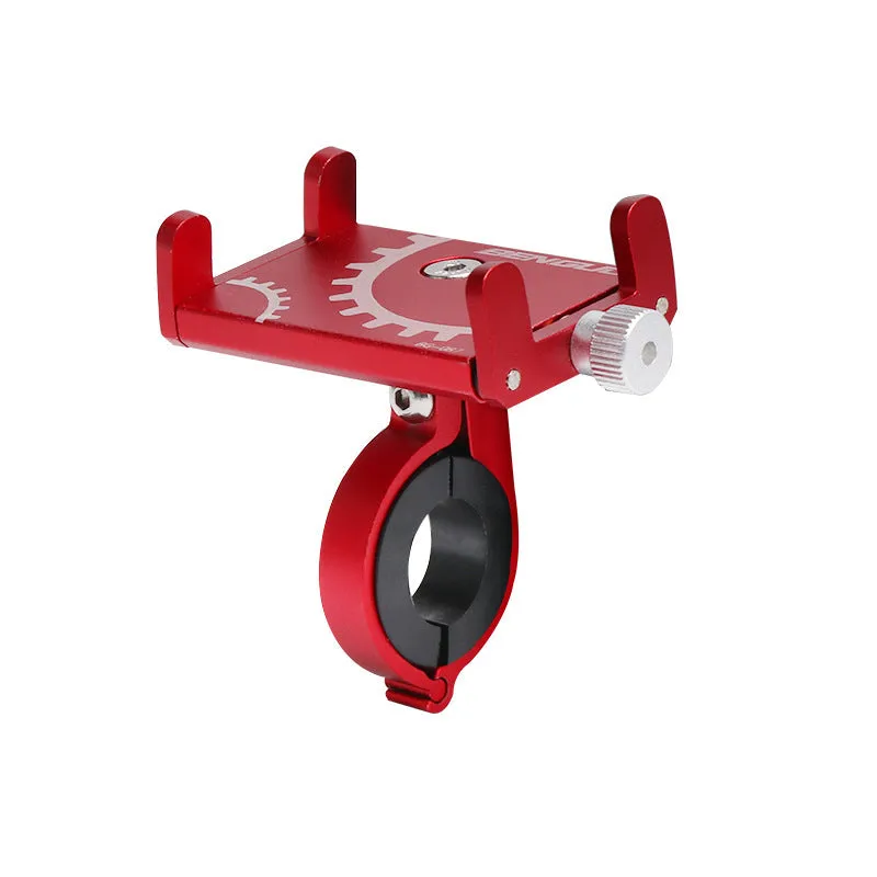 Aluminium alloy bicycle phone holder with fixed mount design in black, red and titanium colour options