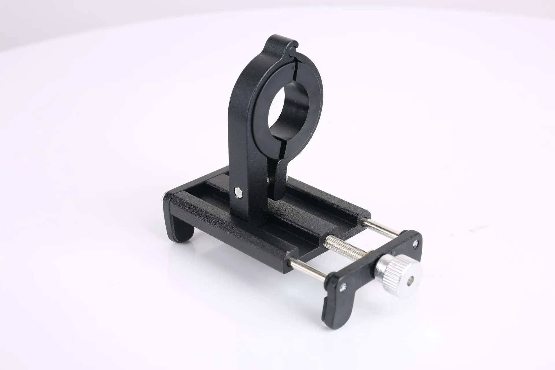 Aluminium alloy bicycle phone holder with fixed mount design in black, red and titanium colour options