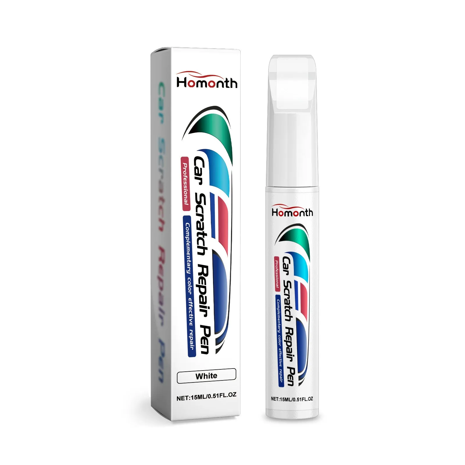 Car scratch repair touch-up pen in five colour options with 2 x 11.8 cm dimensions