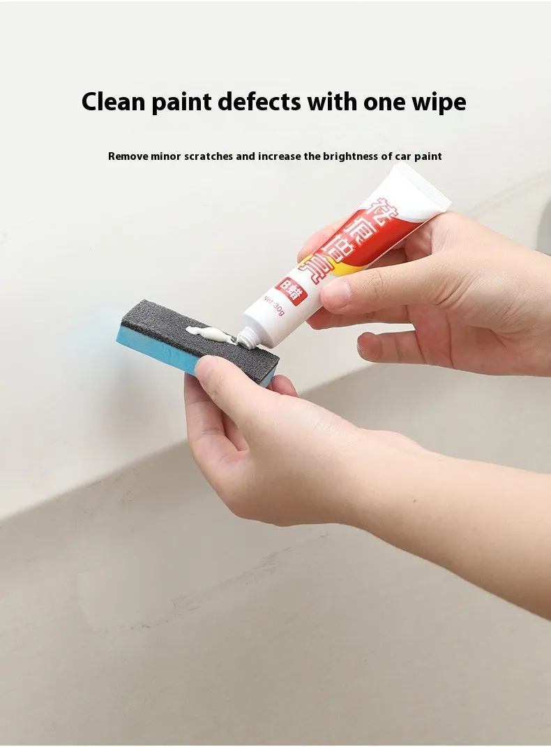 Car repair wax kit with bottles of A and B wax and a frosted sponge mop for scratch removal