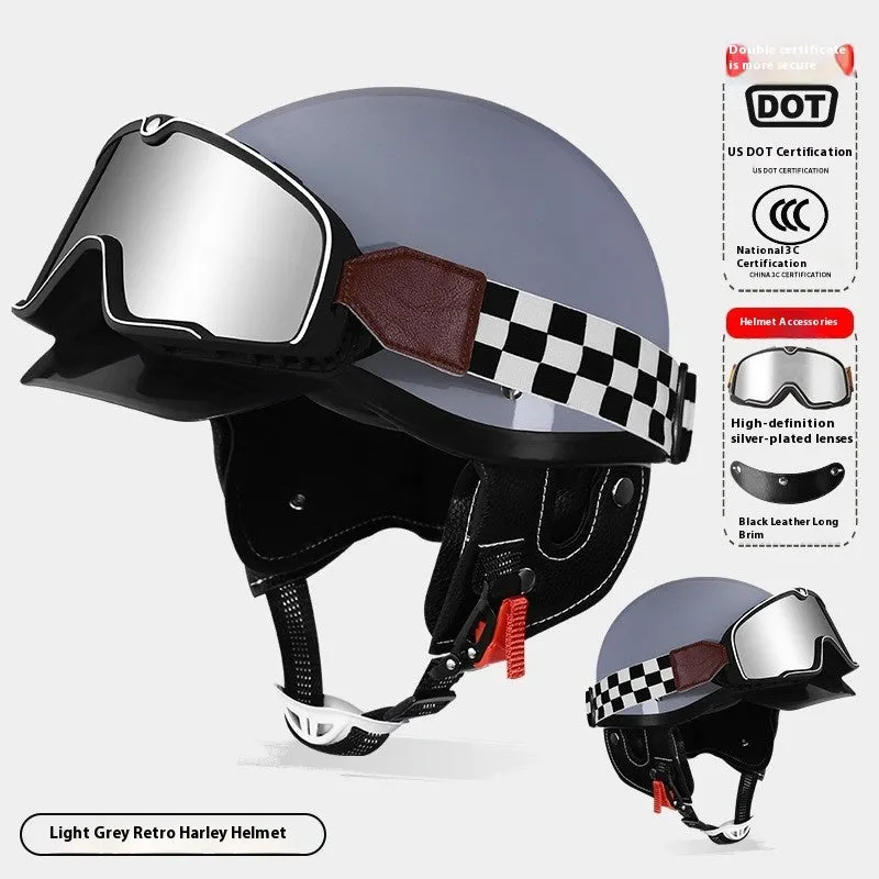 3C certified ABS electric motorcycle helmet shown in various colour options including grey, white, black, red, and multicolour.