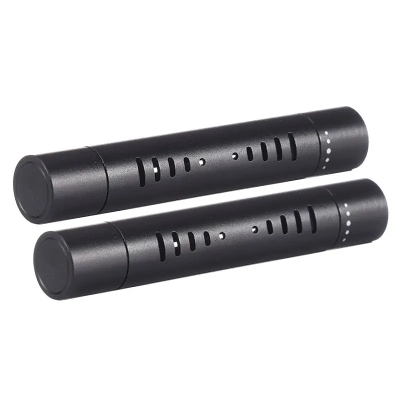 Solid metal car air vent clip air freshener with odourless incense sticks in one of five colour options.