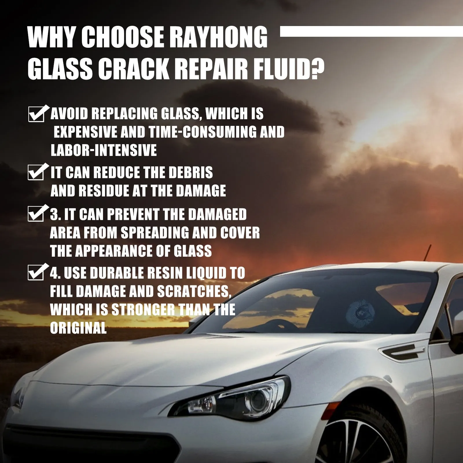 Car windshield repair agent crack kit with 20ml solution and curing films