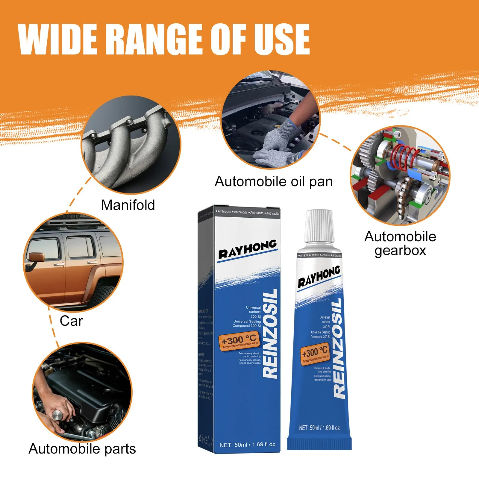 50ml auto metal fuel tank repair glue in tube with scraper and pointed nozzle