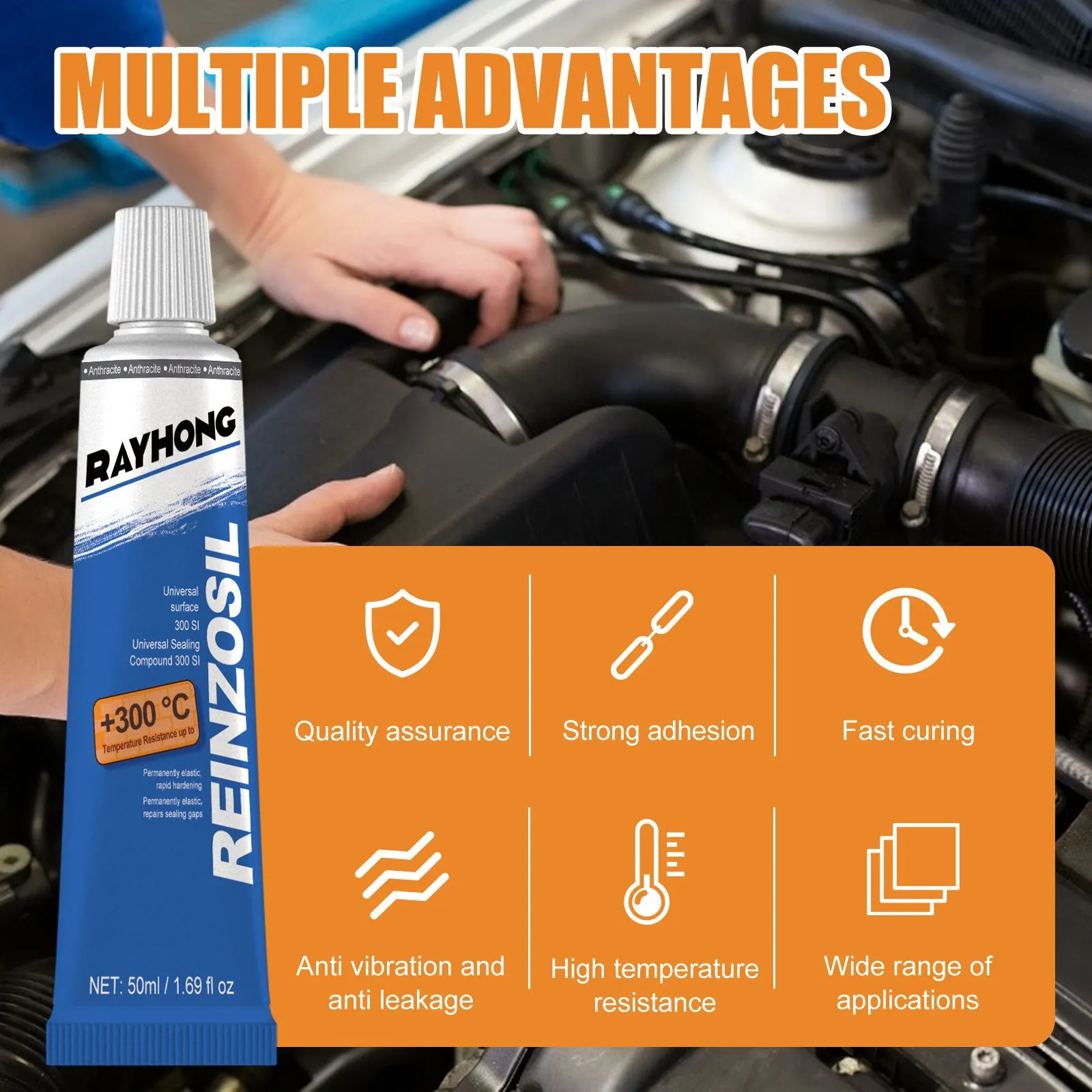 50ml auto metal fuel tank repair glue in tube with scraper and pointed nozzle