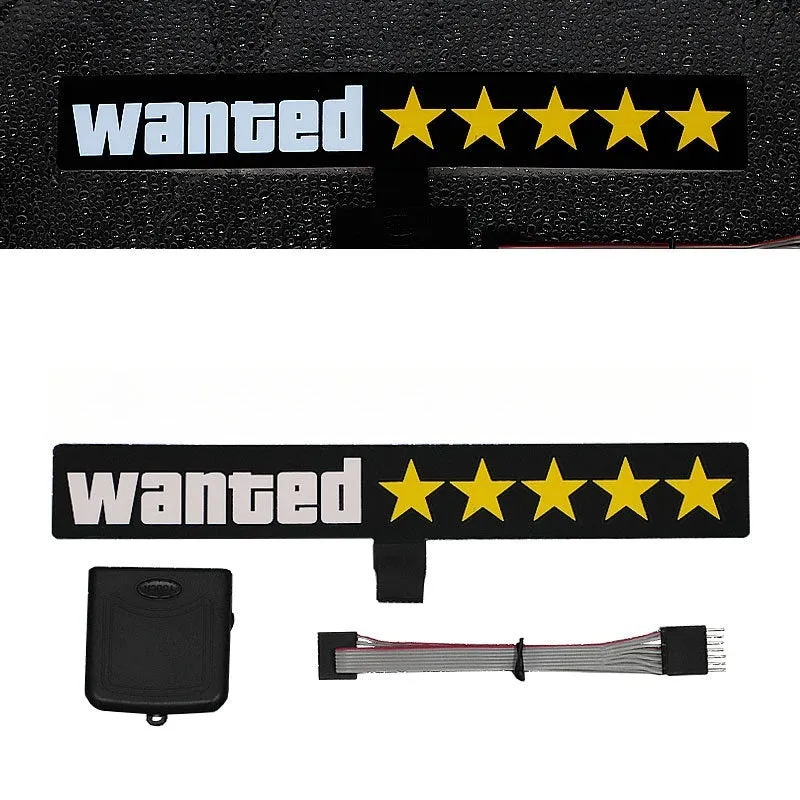 Electroluminescent car sticker decal in Wanted white light pattern on car window