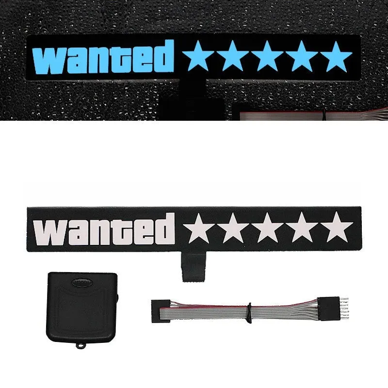 Electroluminescent car sticker decal in Wanted white light pattern on car window