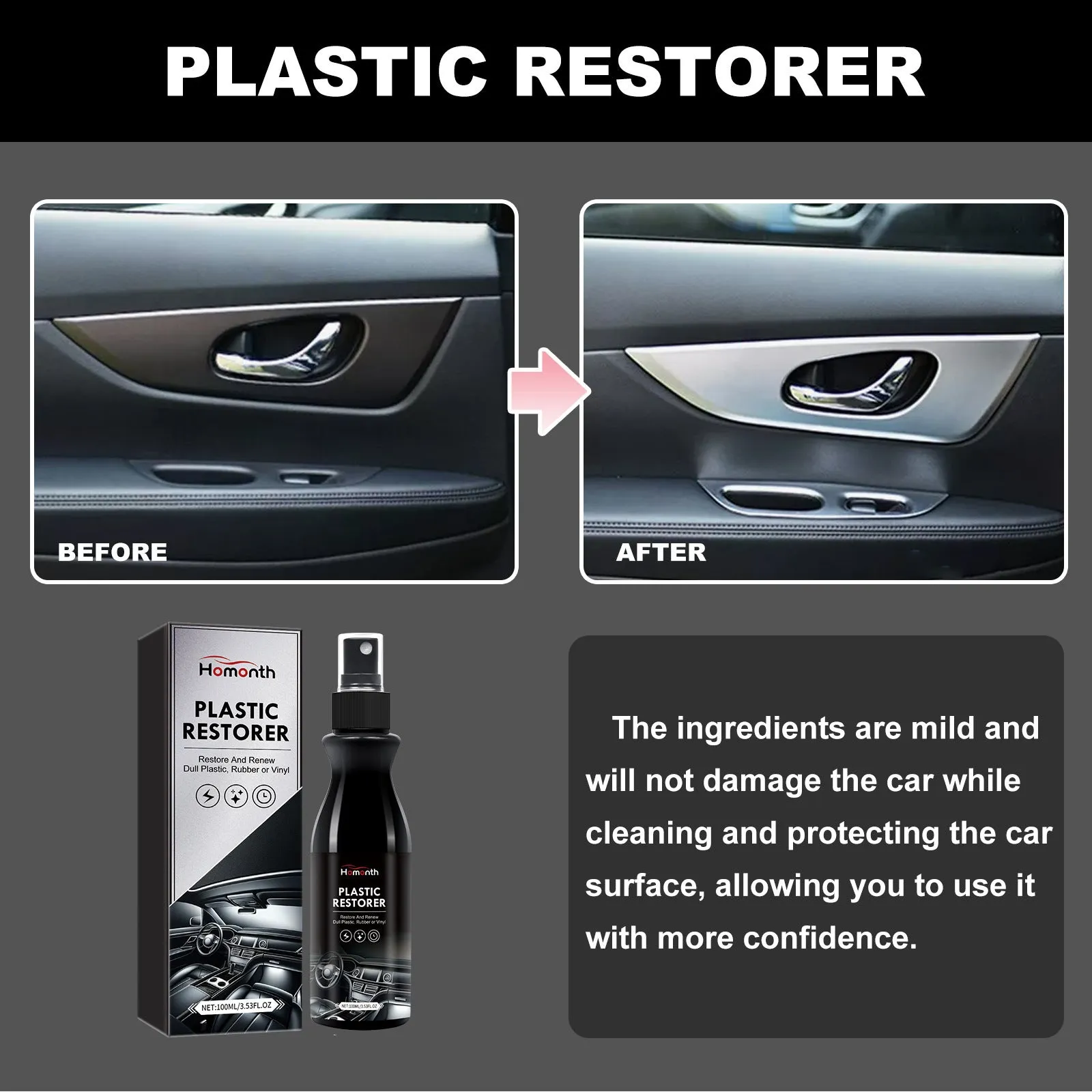 100ml car plastic renovation agent with sponge and cloth for interior trim restoration