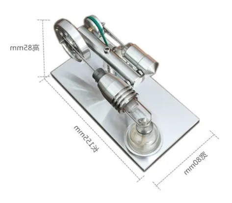 2019 Red upgrade miniature Stirling engine toy on a desk, 155x80x85mm, showing flywheel and cylinder