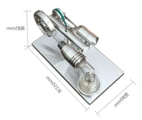 2019 Red upgrade miniature Stirling engine toy on a desk, 155x80x85mm, showing flywheel and cylinder