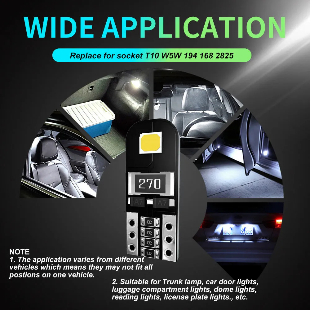 Single white LED car light bulb T10 W5W 2W 6500K waterproof circuit board construction
