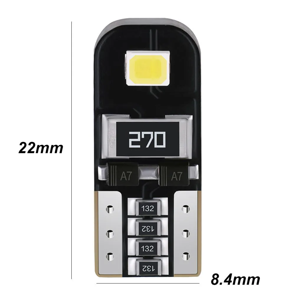 Single white LED car light bulb T10 W5W 2W 6500K waterproof circuit board construction