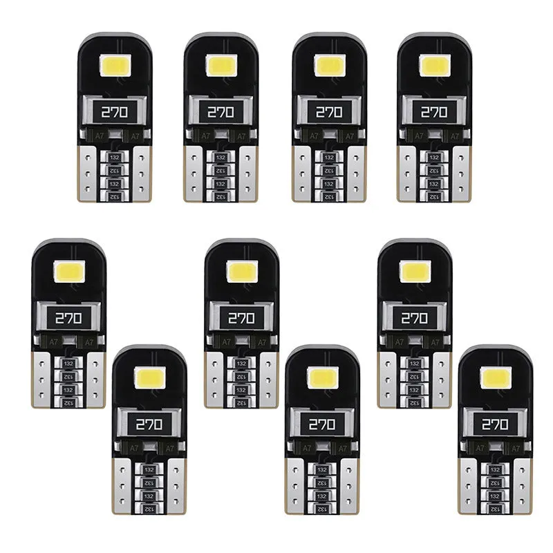 Single white LED car light bulb T10 W5W 2W 6500K waterproof circuit board construction