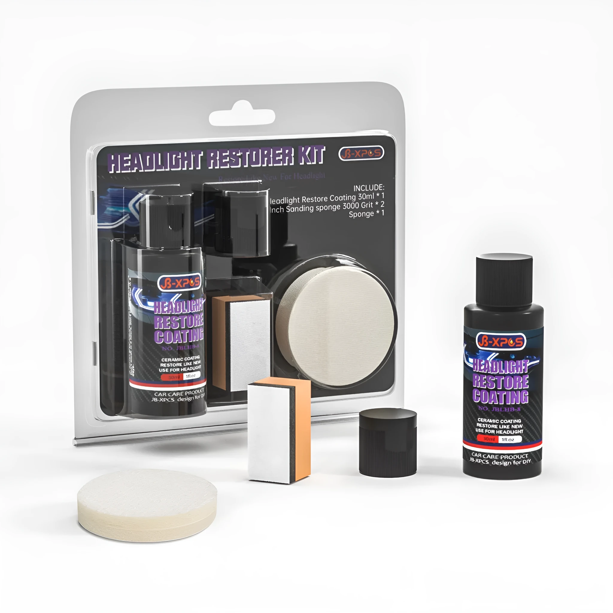 JB-XPCS LHB-8 Headlight Restore Coating car light repair fluid in 10ml and 30ml bottle options