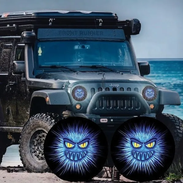 Beast Eye PVC headlight decal decoration 20x20cm pair showing Monster Eye lamp design