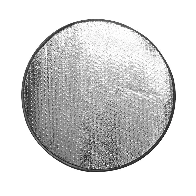 Car steering wheel sunshade cover in aluminium foil with brand LOGO pattern for universal fit heat protection