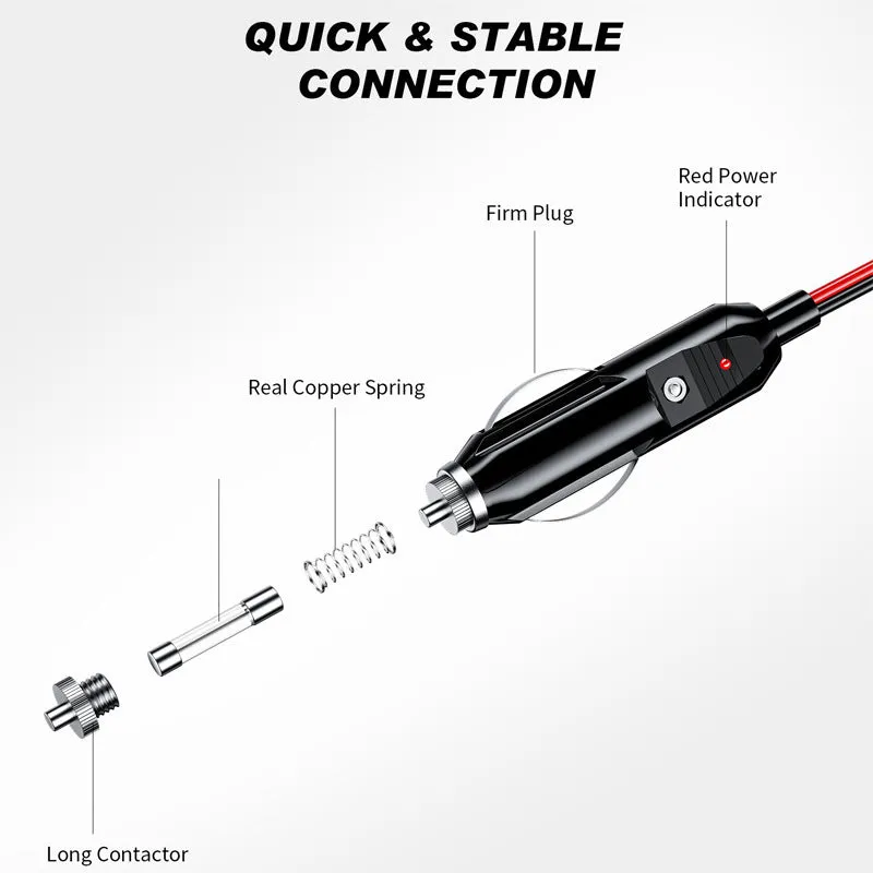Car 12V 24V cigarette lighter extension cable Y8 one drag two with two USB ports, 15cm wire, Bakelite body