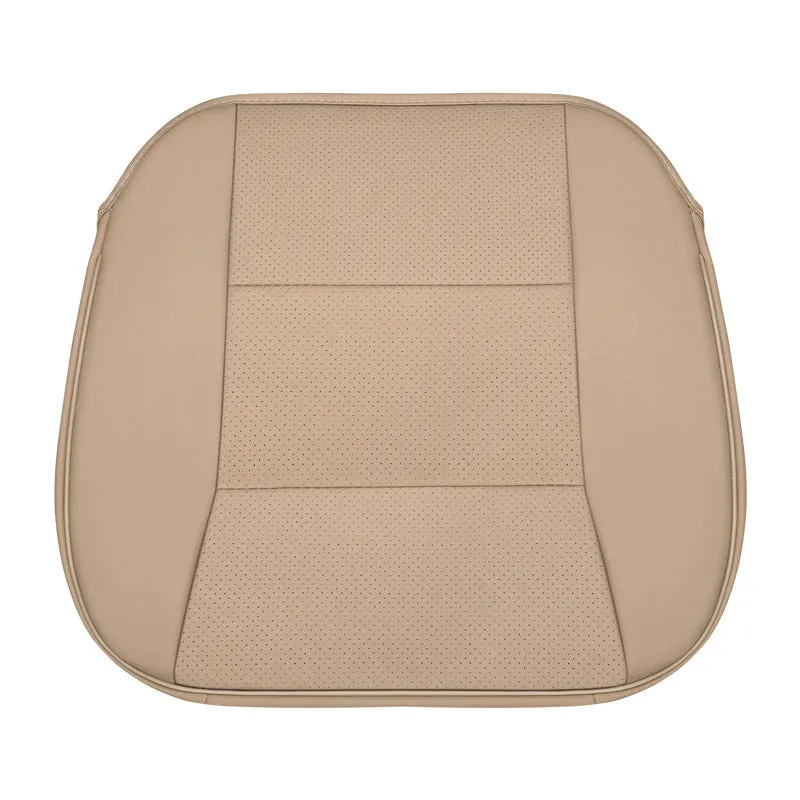 Car seat mat in beige with leather silk edge for front seat, fibre material