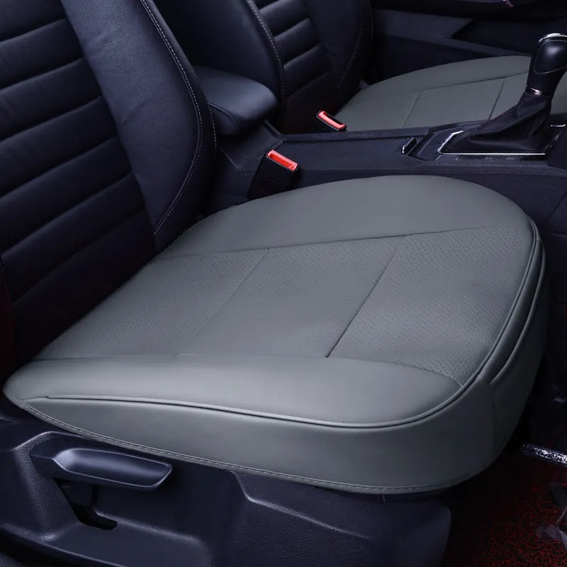 Car seat mat in beige with leather silk edge for front seat, fibre material