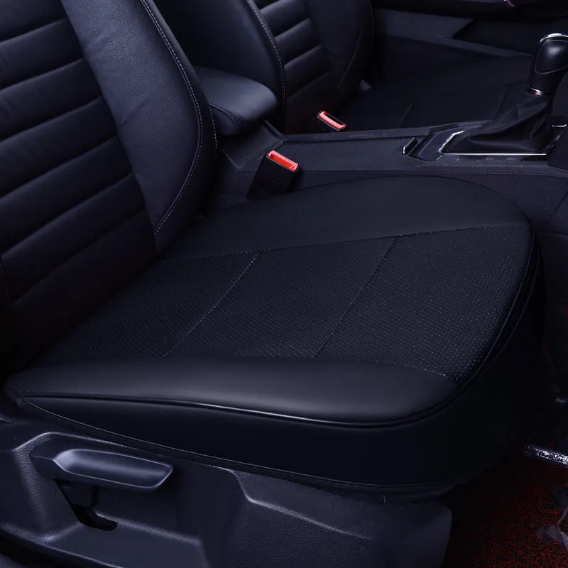 Car seat mat in beige with leather silk edge for front seat, fibre material