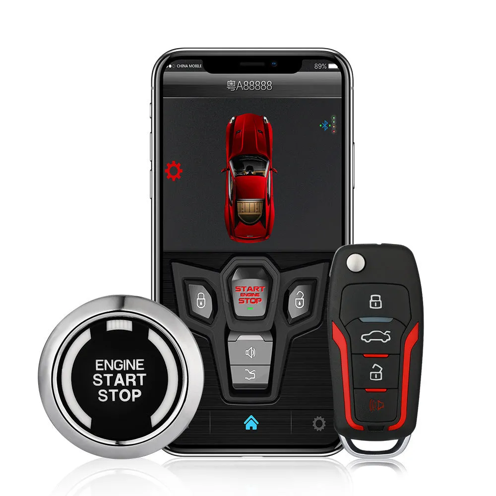 Red and frosted black one-way remote control car alarm with two remote controls for 3000m vehicle protection