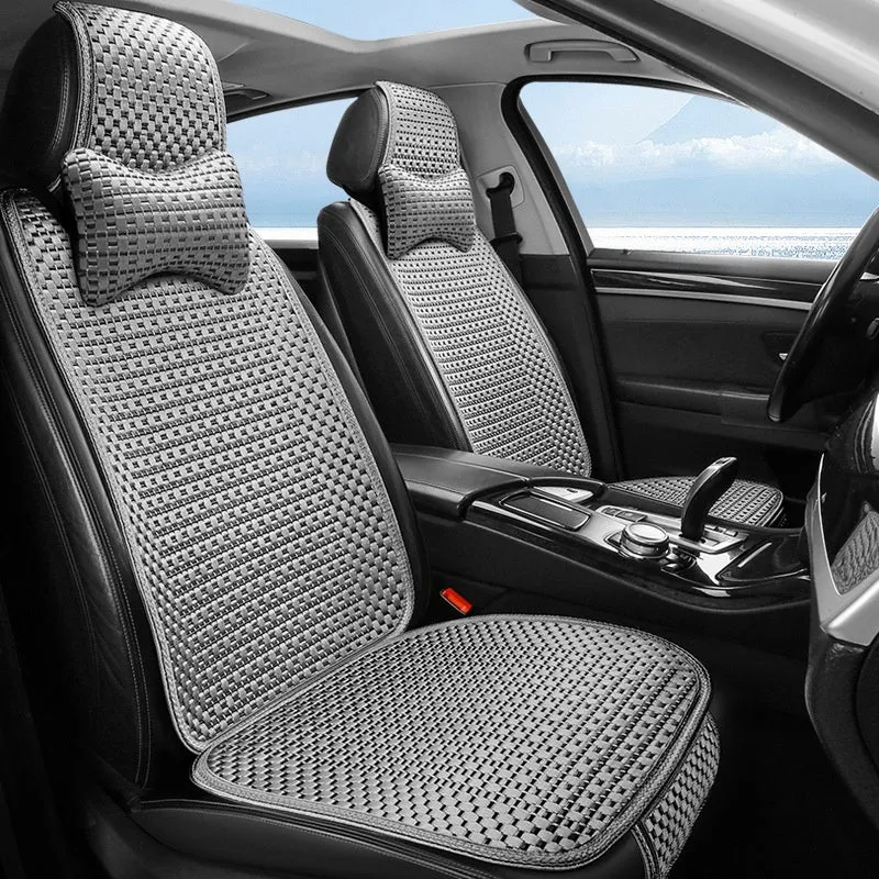 Summer minimalist ice silk car seat cushion in warm cream colour for universal vehicle fit