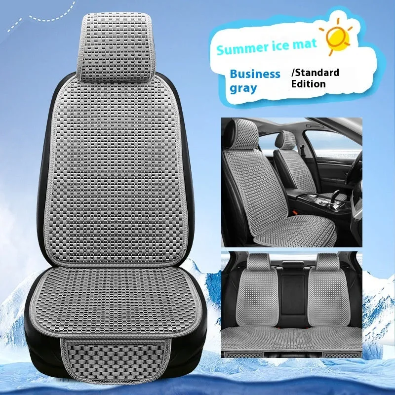Summer minimalist ice silk car seat cushion in warm cream colour for universal vehicle fit