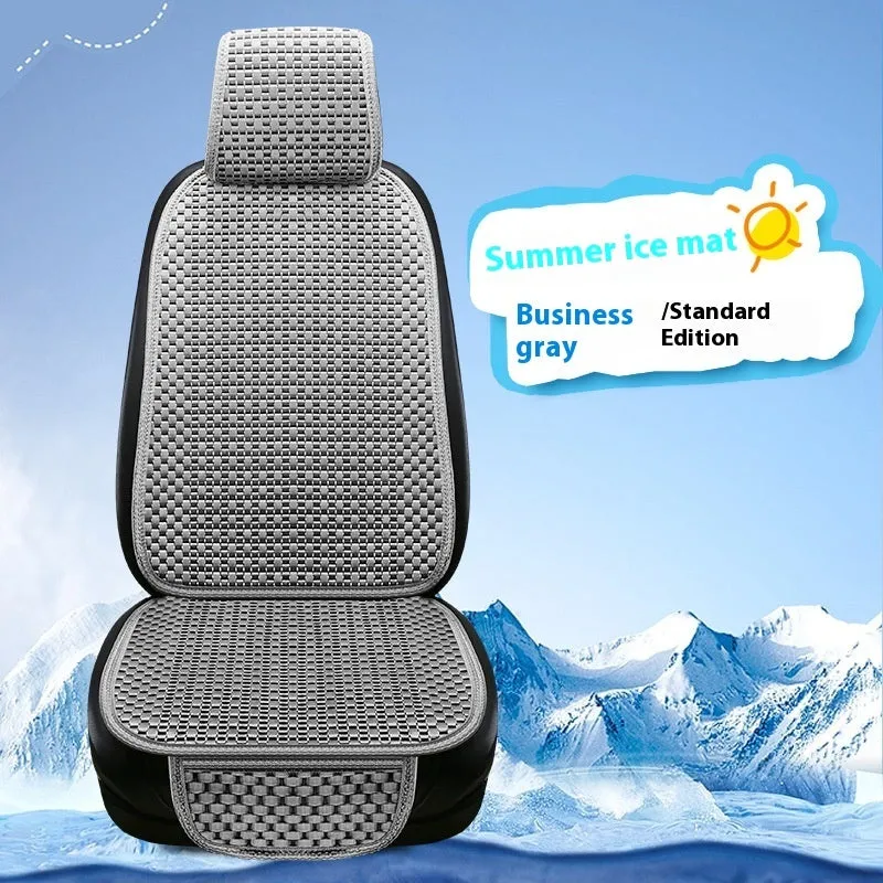 Summer minimalist ice silk car seat cushion in warm cream colour for universal vehicle fit