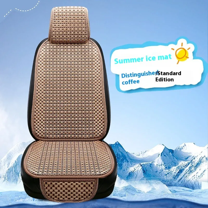 Summer minimalist ice silk car seat cushion in warm cream colour for universal vehicle fit