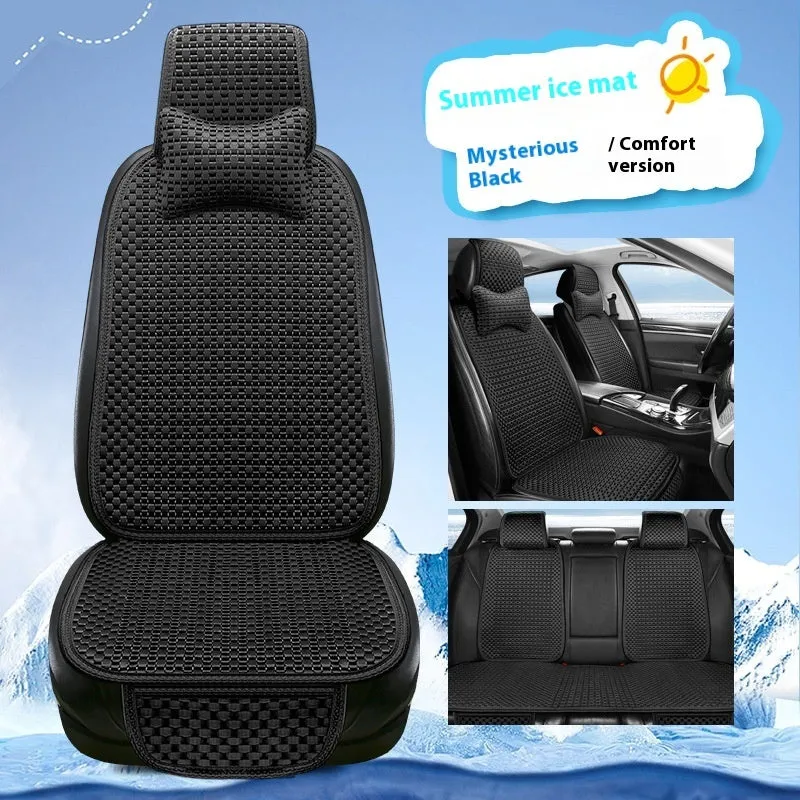 Summer minimalist ice silk car seat cushion in warm cream colour for universal vehicle fit