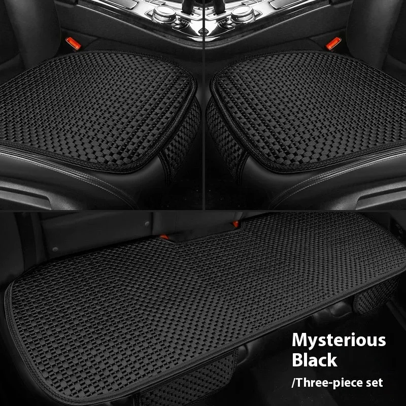 Summer minimalist ice silk car seat cushion in warm cream colour for universal vehicle fit