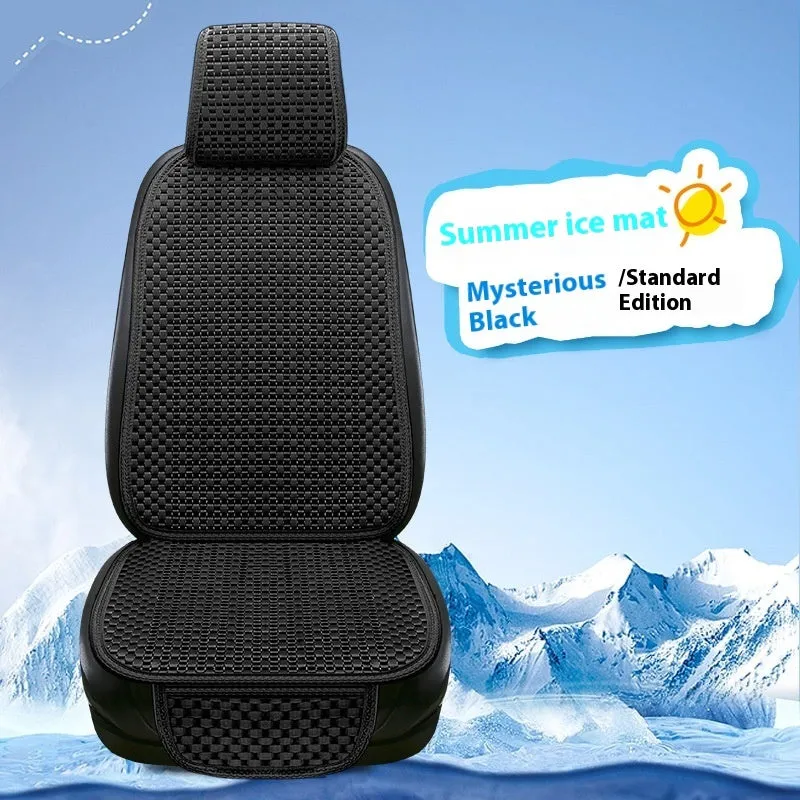 Summer minimalist ice silk car seat cushion in warm cream colour for universal vehicle fit