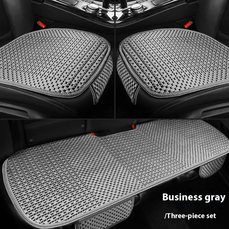 Summer minimalist ice silk car seat cushion in warm cream colour for universal vehicle fit