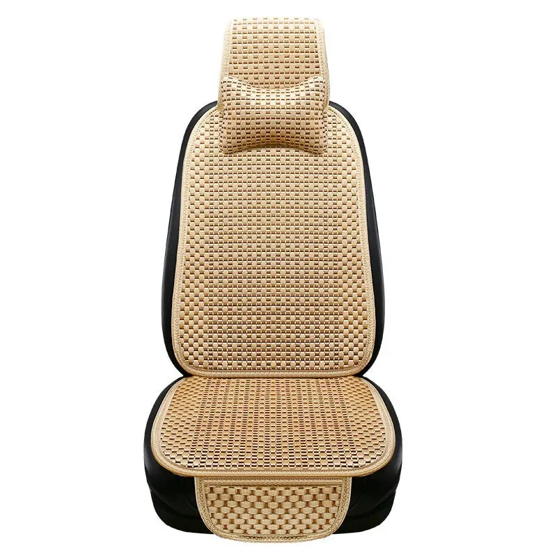 Summer minimalist ice silk car seat cushion in warm cream colour for universal vehicle fit