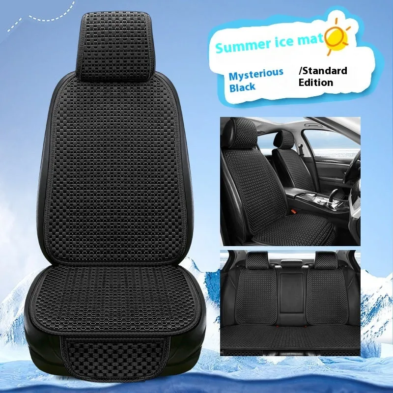 Summer minimalist ice silk car seat cushion in warm cream colour for universal vehicle fit