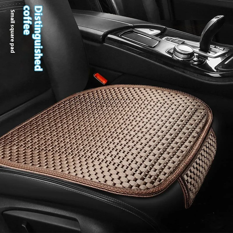 Summer minimalist ice silk car seat cushion in warm cream colour for universal vehicle fit