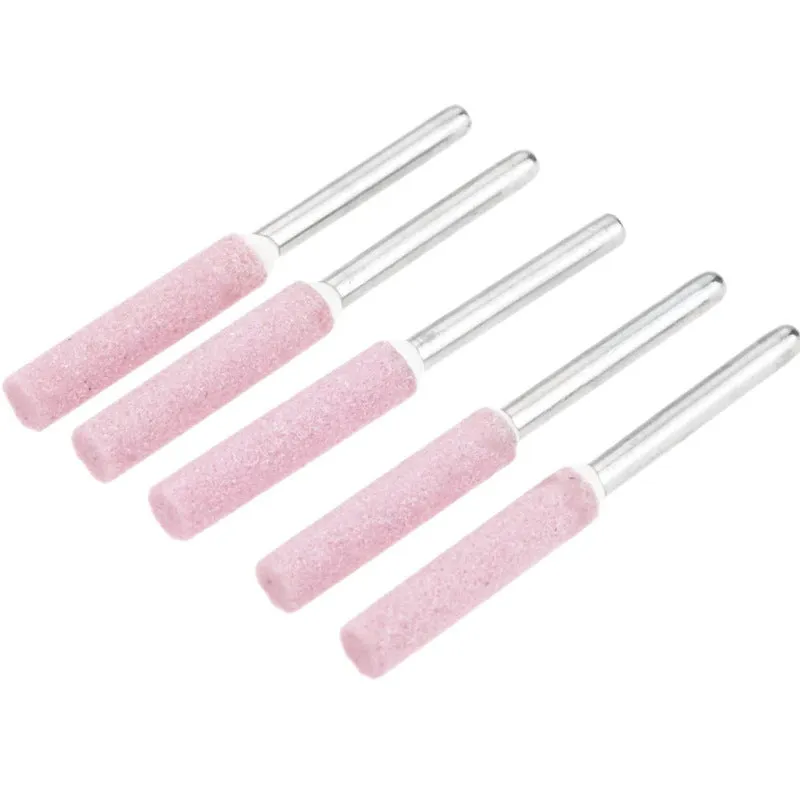 Set of three chrome steel jade ceramic cylindrical chainsaw sharpener grinding heads in 4.0mm, 4.8mm, and 5.5mm diameters