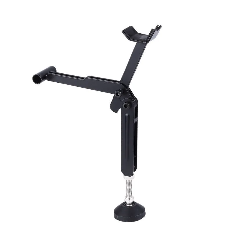 Universal steel motorcycle lifting stand for front and back wheel repair, single and double arm frame compatible, black finish