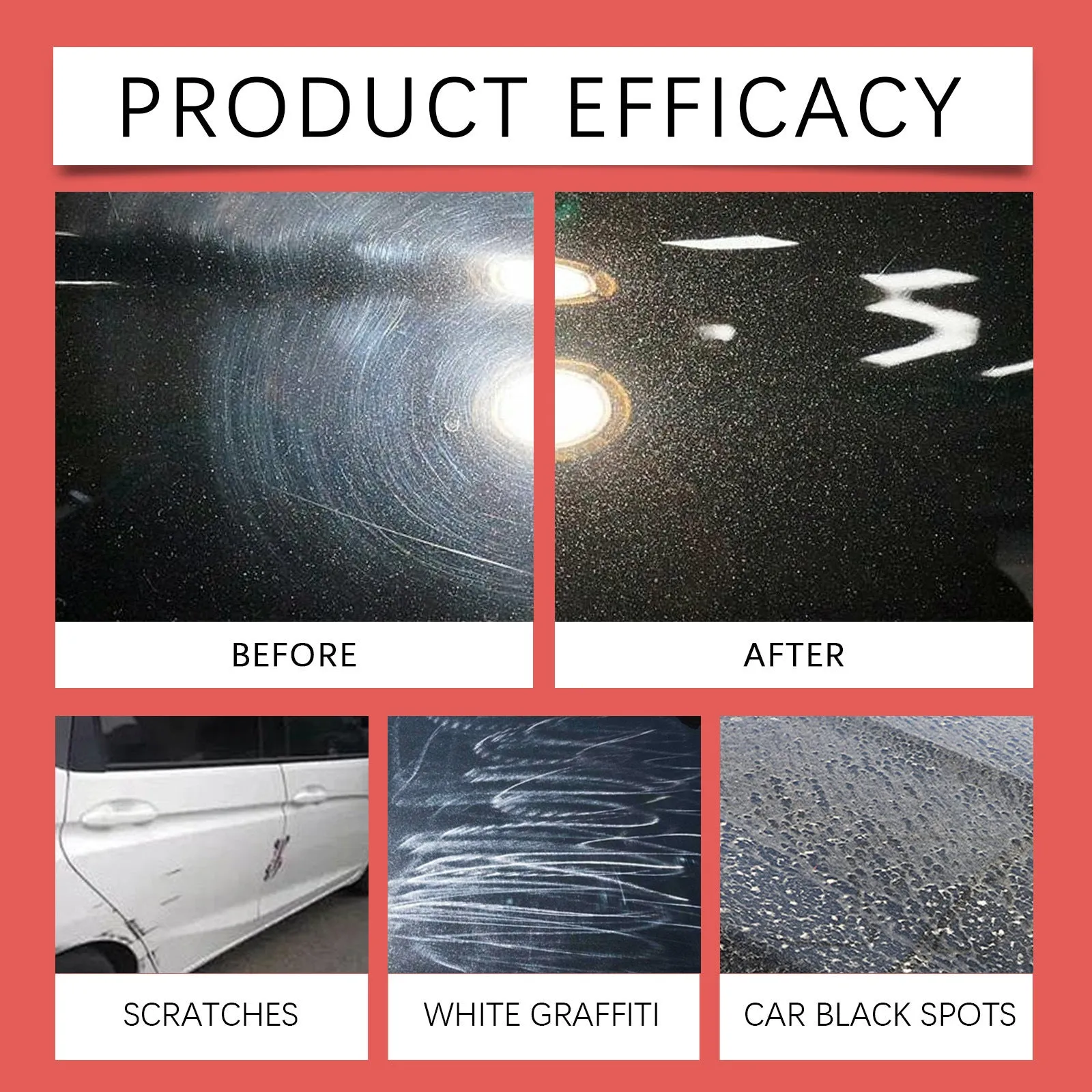 Car scratch repair polishing wax 120ml bottle with sponge applicator on white background