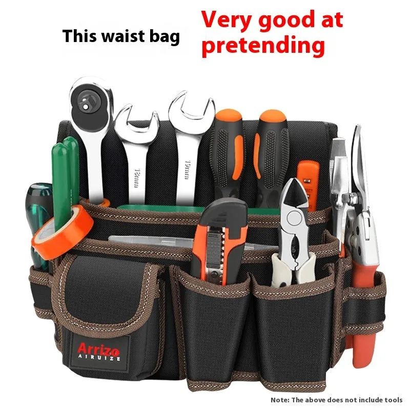 Multifunctional Oxford cloth tool waist bag with zipper closure for hardware and electrical tools