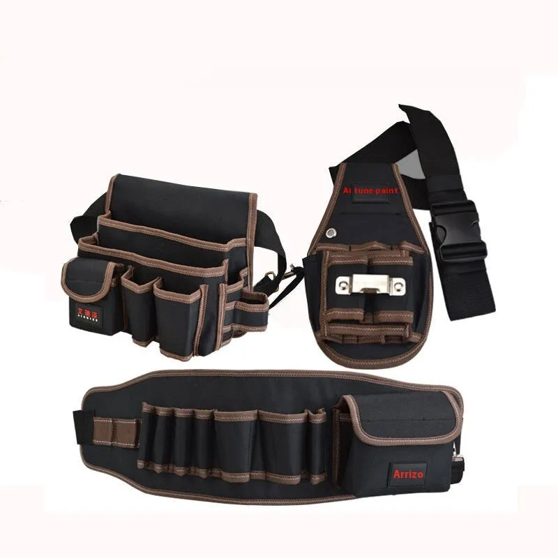 Multifunctional Oxford cloth tool waist bag with zipper closure for hardware and electrical tools