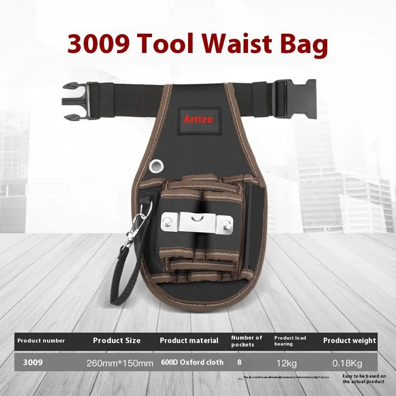 Multifunctional Oxford cloth tool waist bag with zipper closure for hardware and electrical tools