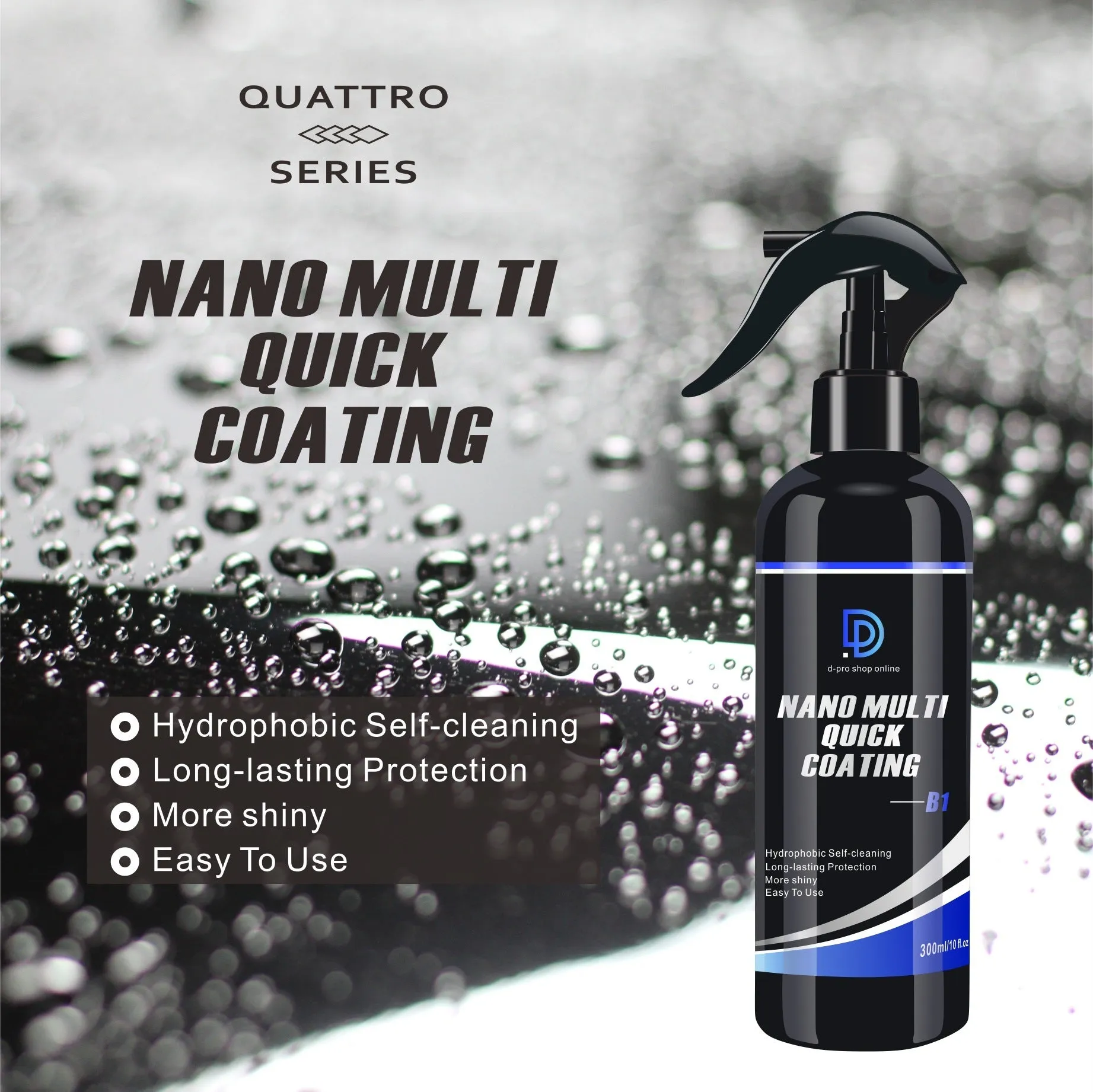 Automotive coating spray 300ML with nano silica for car paint protection and water repellency