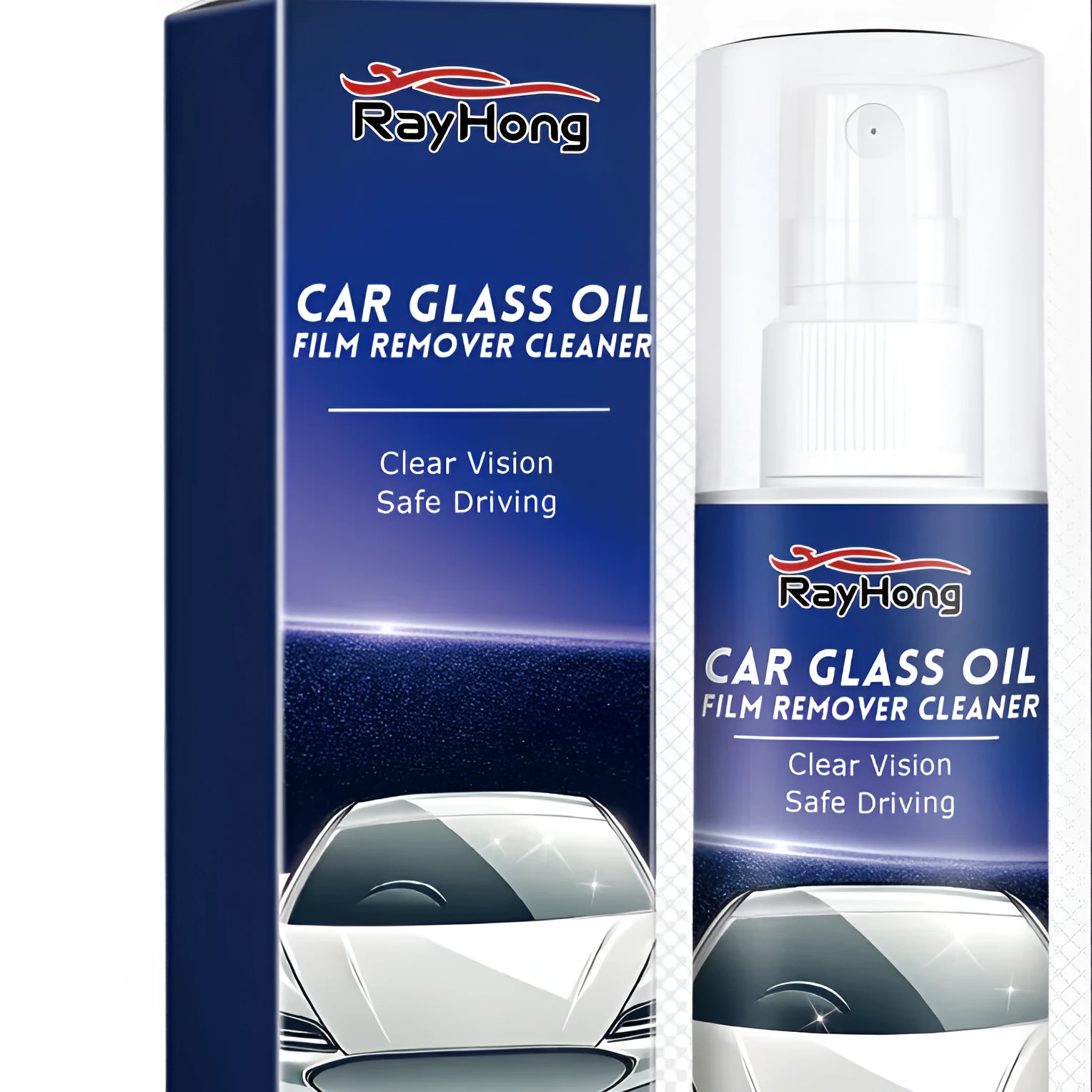 Car glass oil film cleaner in a box, 3.7x14.6cm, for windscreen and window cleaning