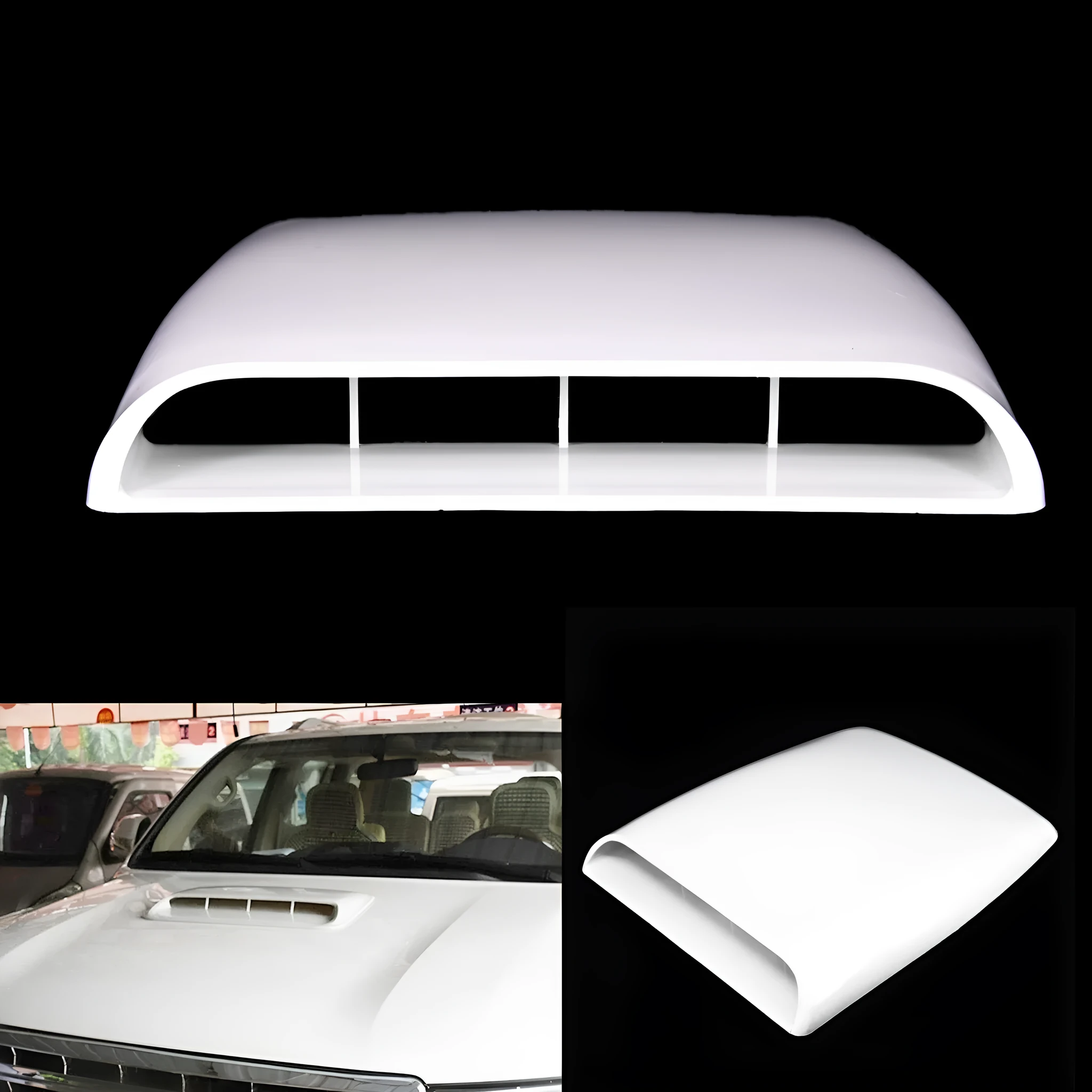 Black ABS plastic decorative car hood air outlet vent with adhesive base