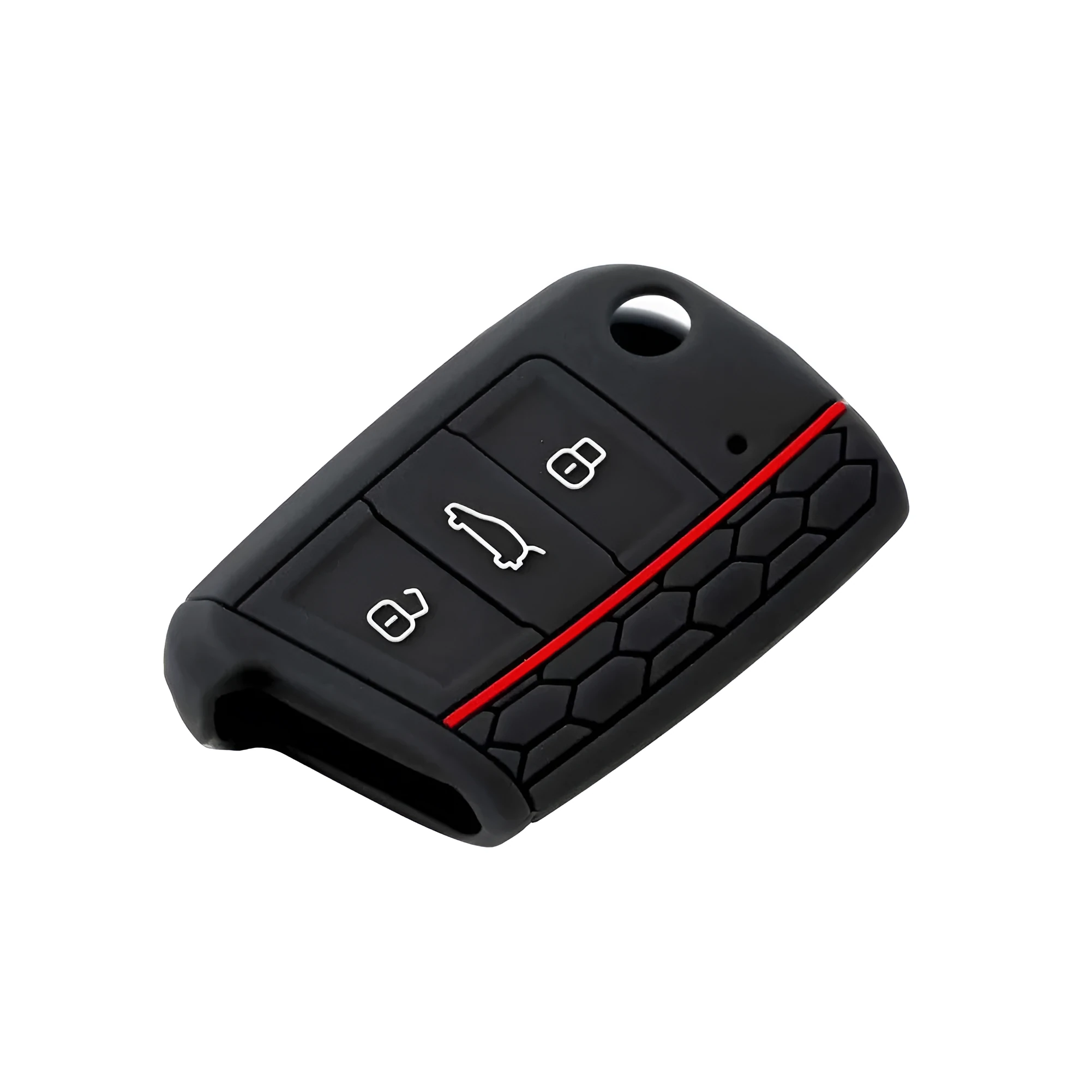 Silicone car key case for Volkswagen Series in half-pack sports version red edge black colour